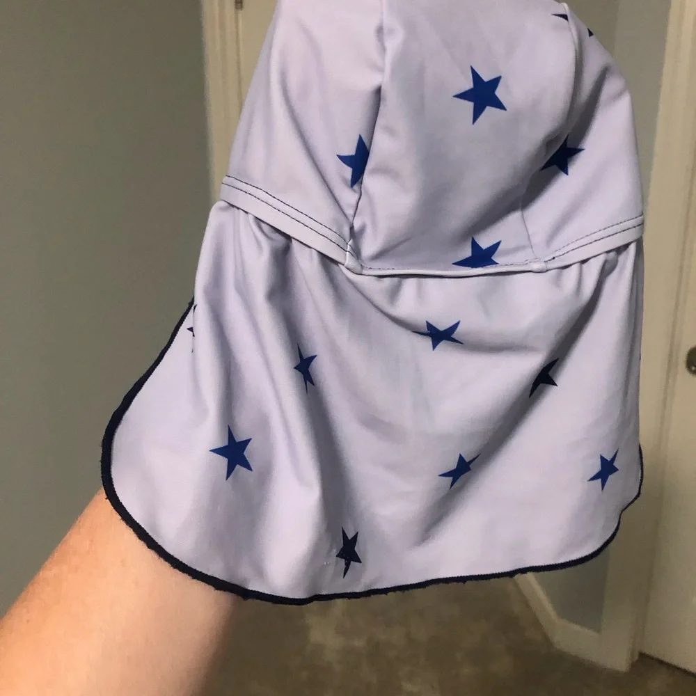 Bonverano Neck Covering Baby Swim Hat Blue Stars Sz S